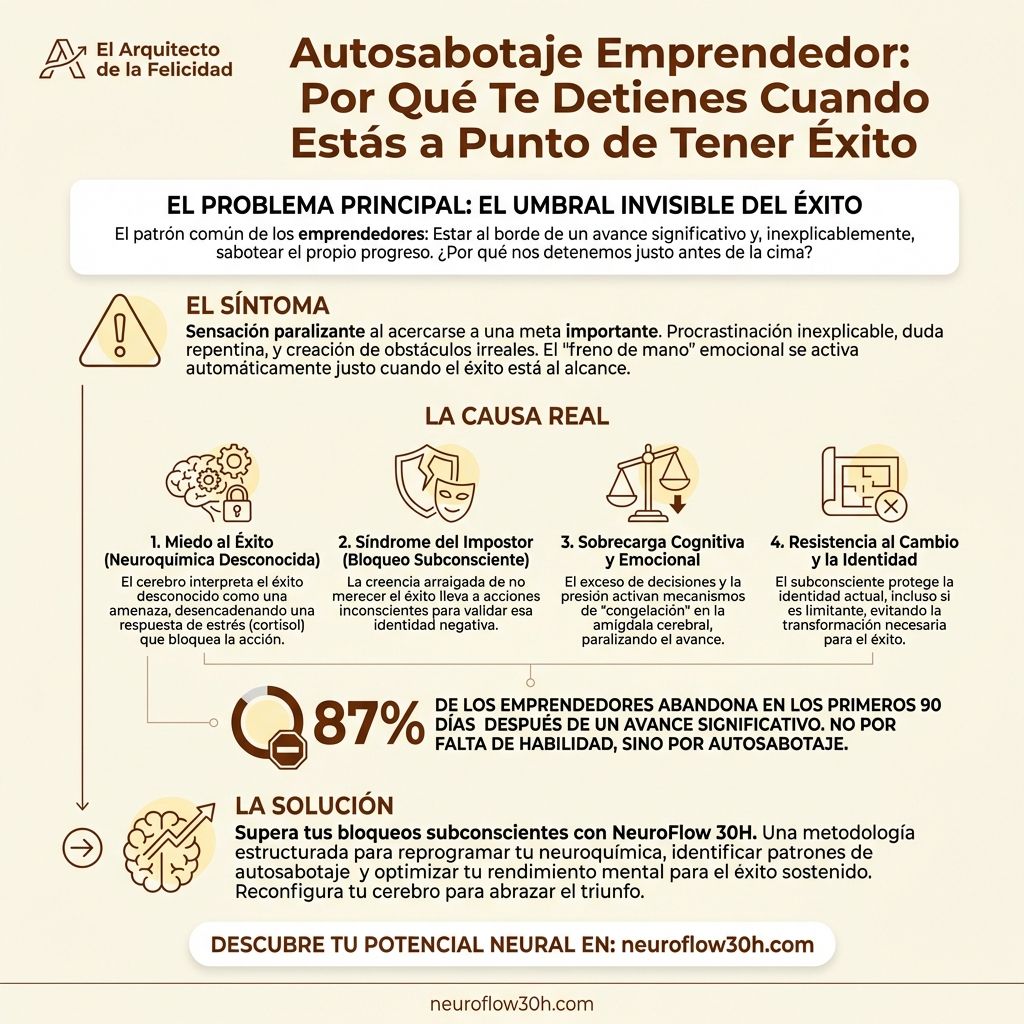 Infografía: Autosabotaje Emprendedor: Por Qué Te Detienes Cuando Estás a Punto de Tener Éxito