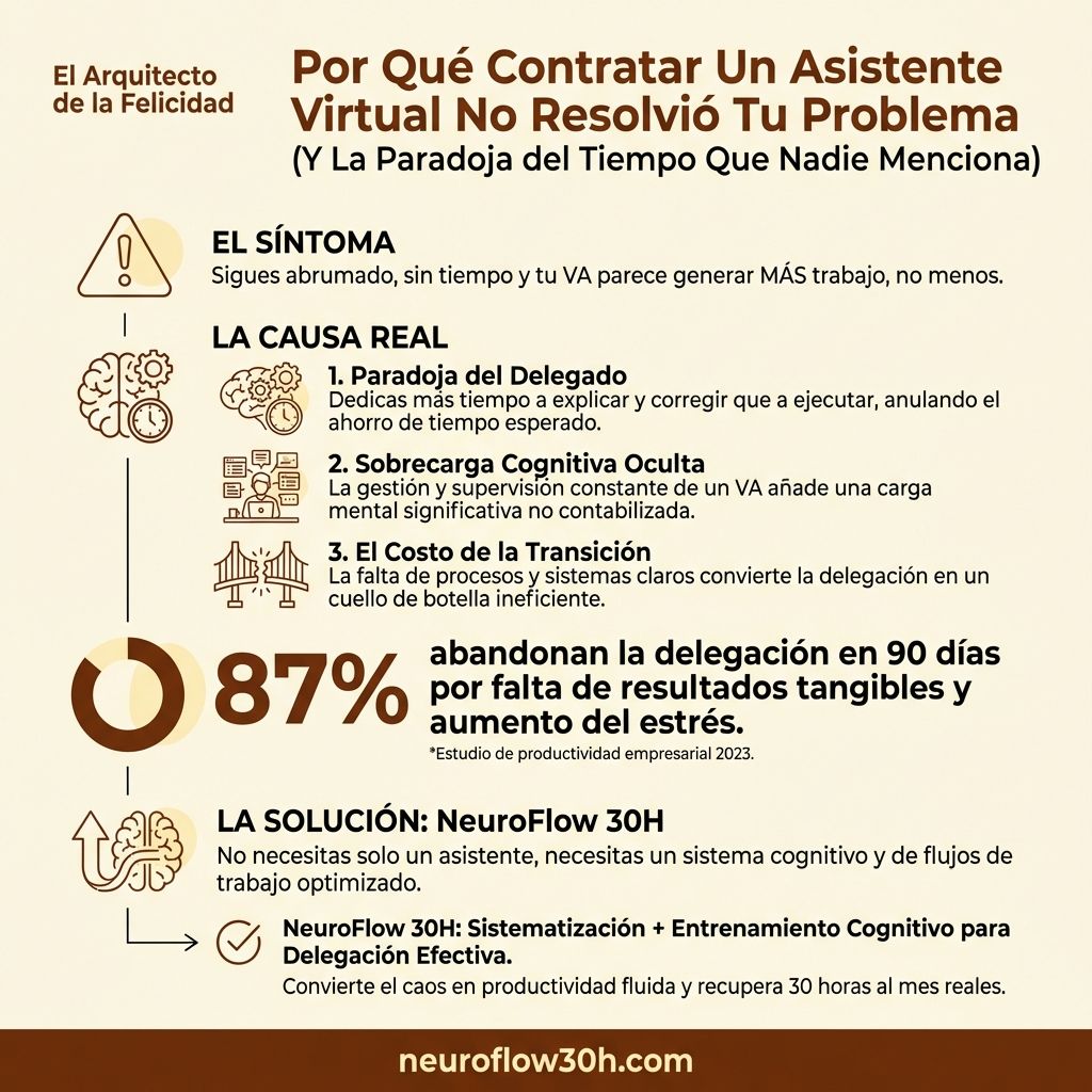 Infografía: Por Qué Contratar Un Asistente Virtual No Resolvió Tu Problema (Y La Paradoja del Tiempo Que Nadie Menciona)